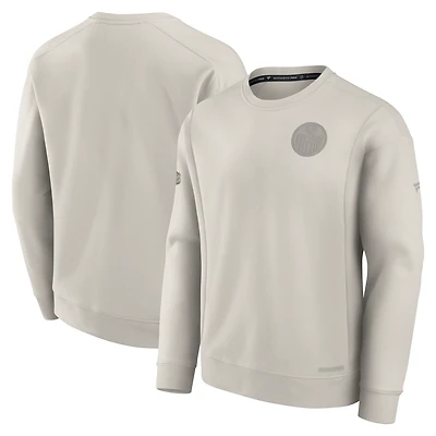Men's Fanatics  Cream Edmonton Oilers Authentic Pro Road Fleece Pullover Sweatshirt