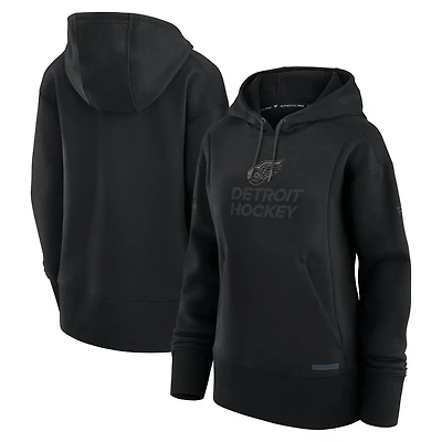Women's Fanatics Black Detroit Red Wings Authentic Pro Road Pullover Hoodie