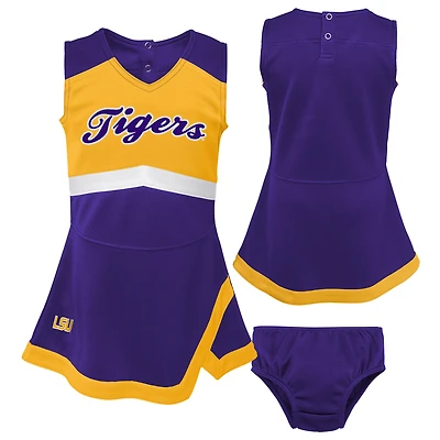 Girls Preschool Purple LSU Tigers Two-Piece Cheer Captain Jumper Dress & Bloomers Set