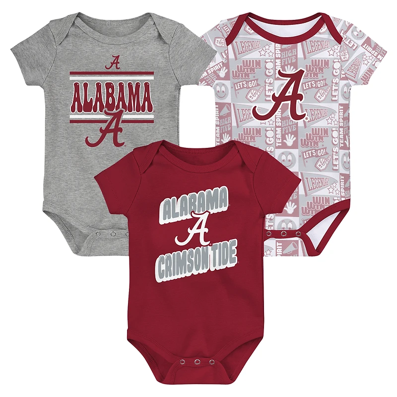 Newborn Crimson Alabama Crimson Tide Sunday Comics 3-Pack Bodysuit Set