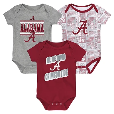 Newborn Crimson Alabama Crimson Tide Sunday Comics 3-Pack Bodysuit Set