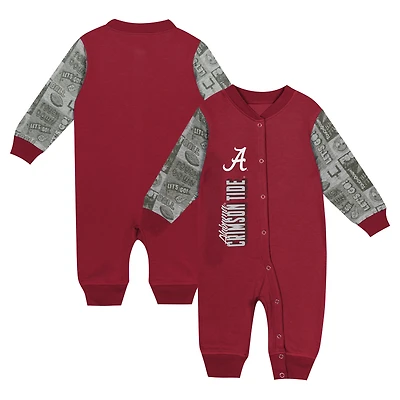 Newborn & Infant   Crimson Alabama Crimson Tide Playbook Colorblock Long Sleeve Coveralls