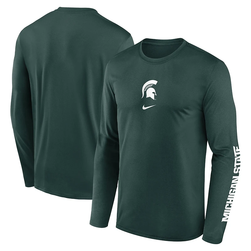 Men's Nike Green Michigan State Spartans Primetime Two-Hit Legend Dri-FIT Long Sleeve T-Shirt
