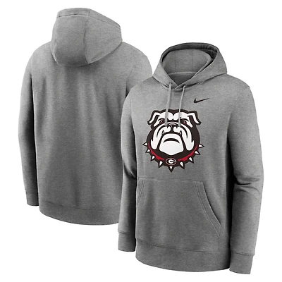 Men's Nike Heather Gray Georgia Bulldogs Primetime Alternate Logo Club Fleece Pullover Hoodie