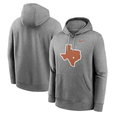 Men's Nike Heather Gray Texas Longhorns Primetime Alternate Logo Club Fleece Pullover Hoodie