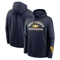 Men's Nike Navy West Virginia Mountaineers Legacy Foundational Two-Hit Club Performance Pullover Hoodie