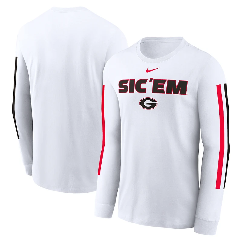 Men's Nike White Georgia Bulldogs Local Spirit Slogan Long Sleeve T-Shirt