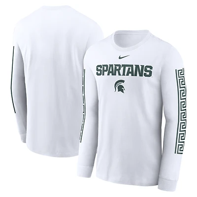 Men's Nike White Michigan State Spartans Local Spirit Slogan Long Sleeve T-Shirt