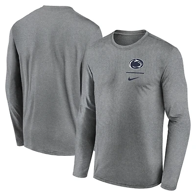Men's Nike Heather Gray Penn State Nittany Lions Primary Stack Legend Performance Long Sleeve T-Shirt