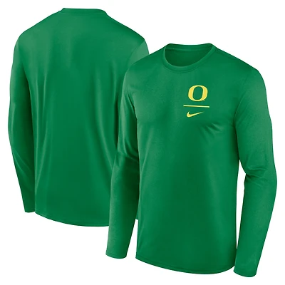 Men's Nike Green Oregon Ducks Primary Stack Legend Performance Long Sleeve T-Shirt
