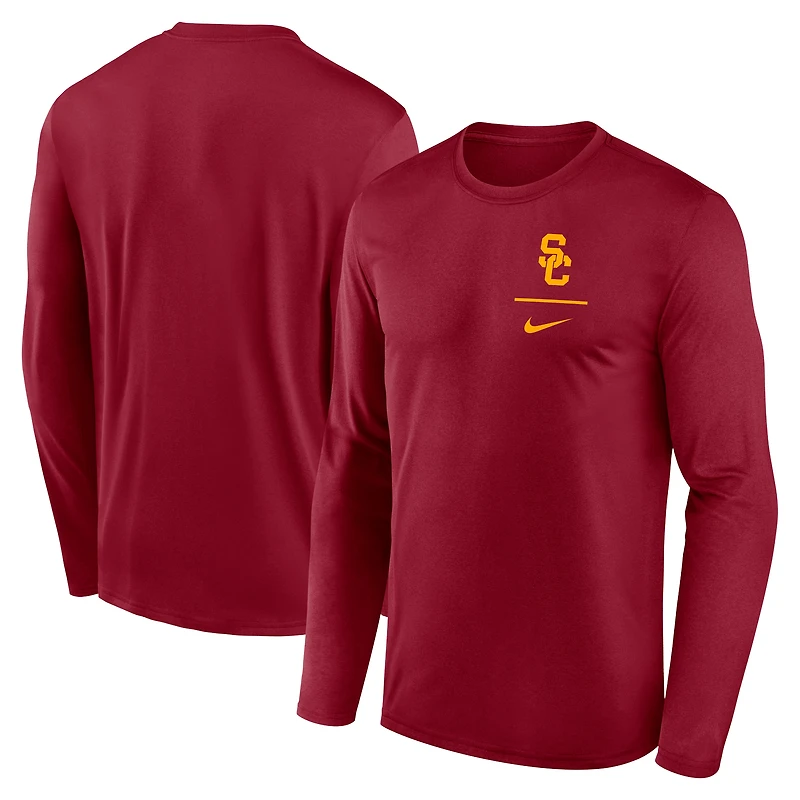 Men's Nike Cardinal USC Trojans Primary Stack Legend Performance Long Sleeve T-Shirt