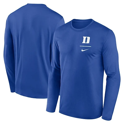 Men's Nike Royal Duke Blue Devils Primary Stack Legend Performance Long Sleeve T-Shirt