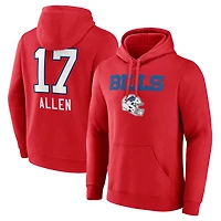 Men's Josh Allen Red Buffalo Bills Team Wordmark Player Name & Number Pullover Hoodie