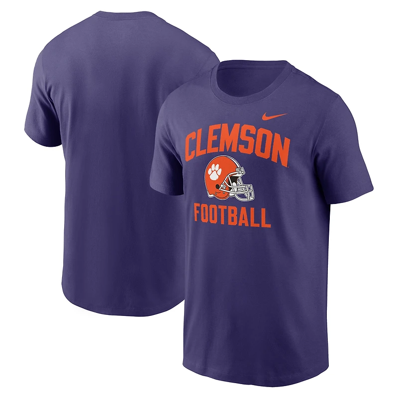 Men's Nike Purple Clemson Tigers Campus Football Helmet T-Shirt