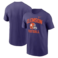 Men's Nike Purple Clemson Tigers Campus Football Helmet T-Shirt