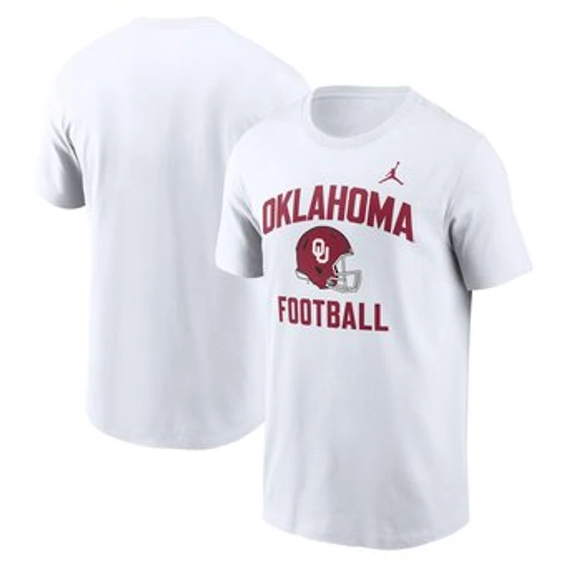 Men's Jordan Brand White Oklahoma Sooners Campus Football Helmet T-Shirt