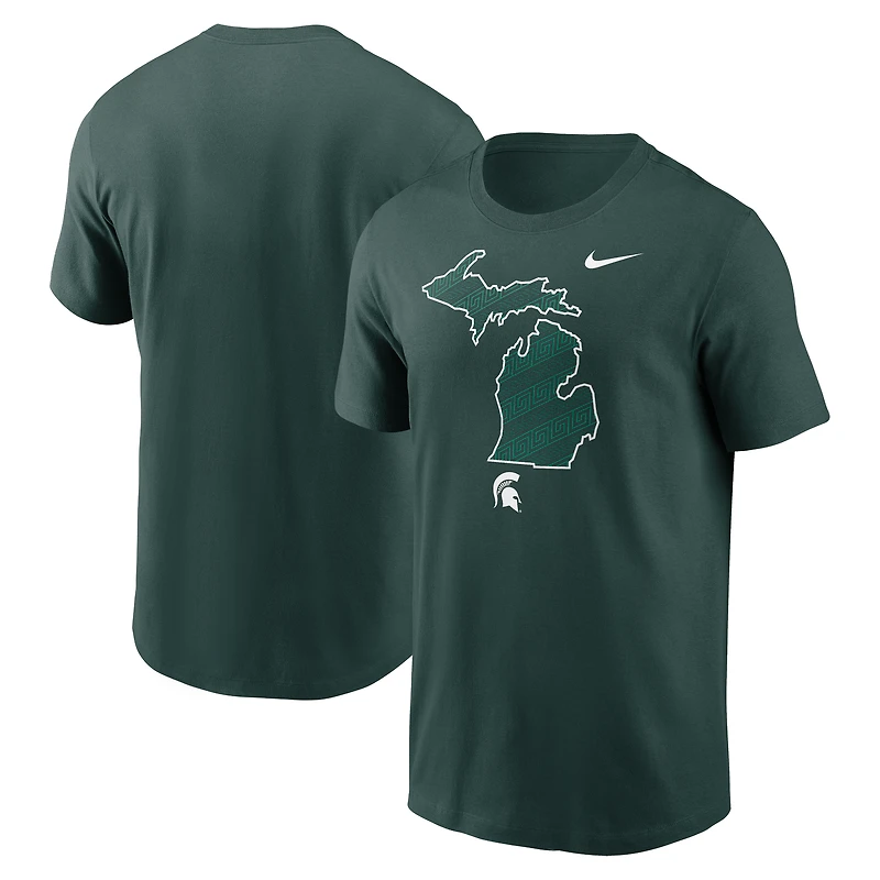 Men's Nike Green Michigan State Spartans Campus State Shape T-Shirt