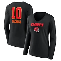 Women's Isiah Pacheco Black Kansas City Chiefs Team Wordmark Player Name & Number Long Sleeve V-Neck T-Shirt