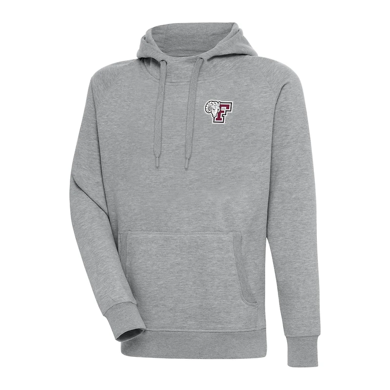 Men's Antigua Heather Gray Fordham Rams Victory Digital Thermal Raglan Pullover Hoodie