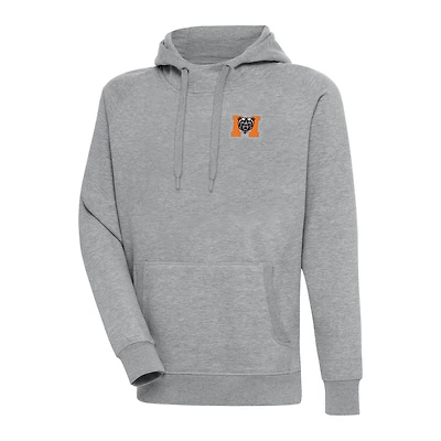 Men's Antigua Heather Gray Mercer Bears Victory Digital Thermal Raglan Pullover Hoodie