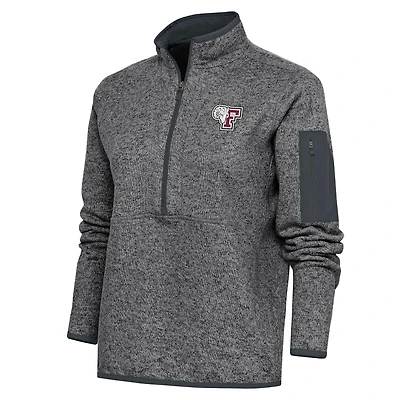 Women's Antigua  Heather Charcoal Fordham Rams Fortune Half-Zip Jacket