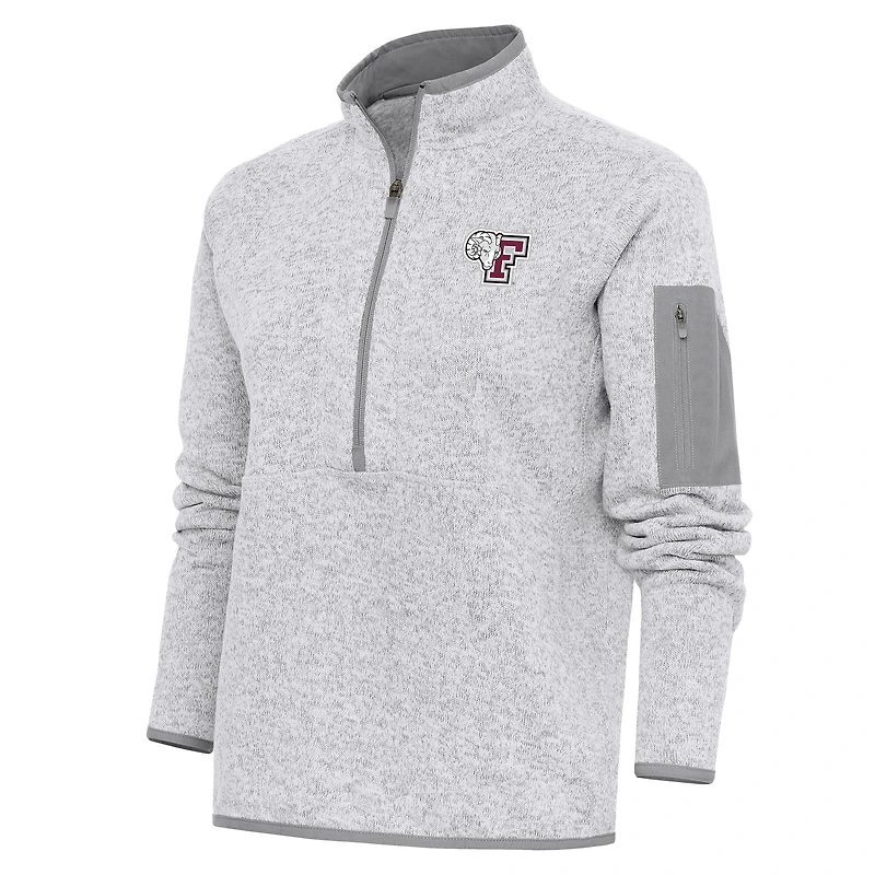 Women's Antigua  Heather Gray Fordham Rams Fortune Half-Zip Jacket