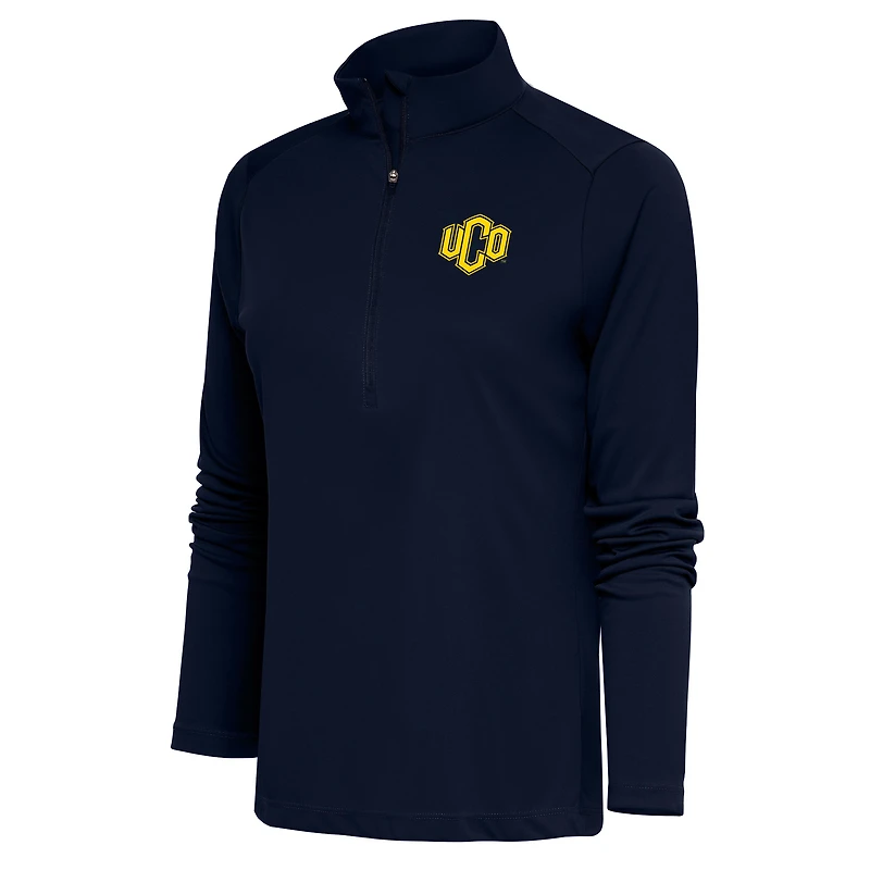 Women's Antigua Navy Central Oklahoma Bronchos Tribute Half-Zip Top