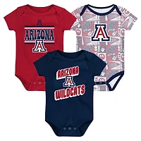 Newborn Navy Arizona Wildcats Sunday Comics 3-Pack Bodysuit Set