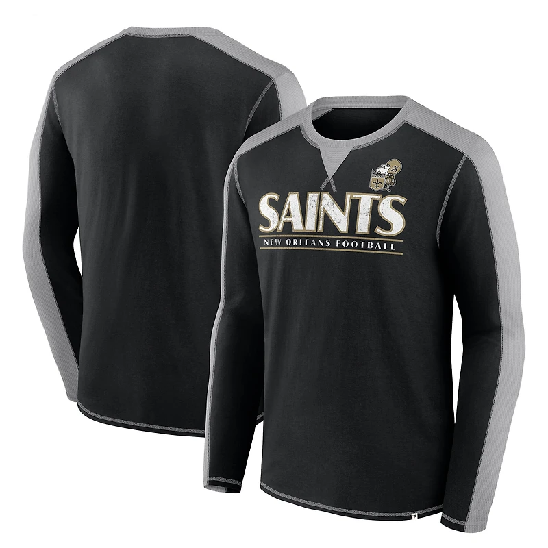 Men's Fanatics Black/Gray New Orleans Saints Behind the Line Long Sleeve T-Shirt