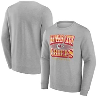 Men's Fanatics Heather Gray Kansas City Chiefs Chance Throwback Fleece Pullover Sweatshirt