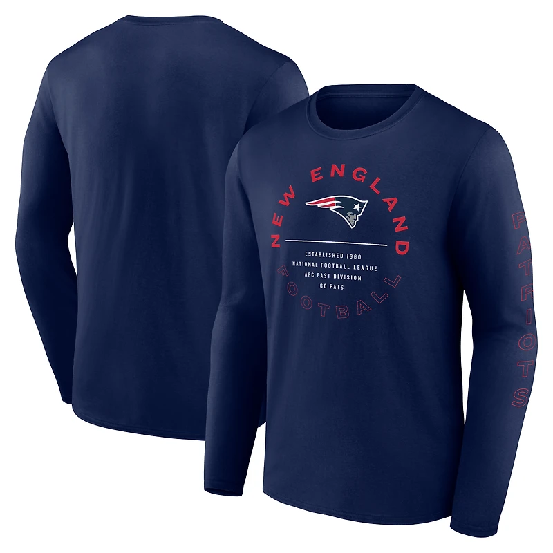 Men's Fanatics Navy New England Patriots Stat Sheet Long Sleeve T-Shirt