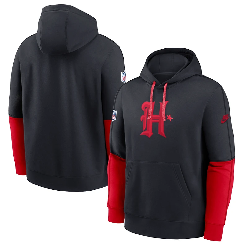 Men's Nike Navy Houston Texans Alternate Logo Club Tri-Blend Pullover Hoodie