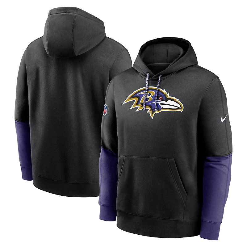 Men's Nike Black Baltimore Ravens 2024 Sideline Club Pullover Hoodie