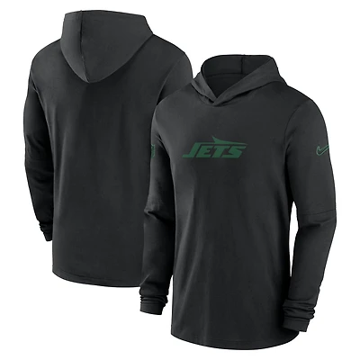 Men's Nike Black New York Jets 2024/25 Sideline Performance Long Sleeve Hoodie T-Shirt