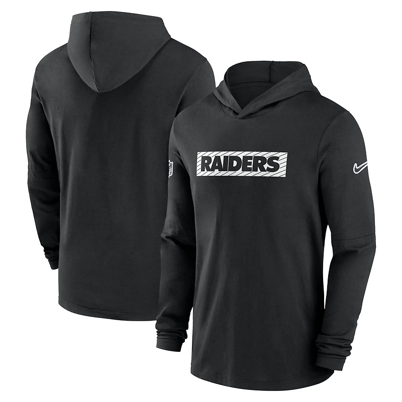 Men's Nike Black Las Vegas Raiders 2024/25 Sideline Performance Long Sleeve Hoodie T-Shirt