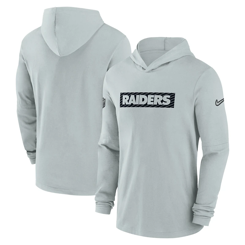 Men's Nike Gray Las Vegas Raiders 2024/25 Sideline Performance Long Sleeve Hoodie T-Shirt