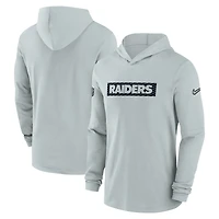 Men's Nike Gray Las Vegas Raiders 2024/25 Sideline Performance Long Sleeve Hoodie T-Shirt