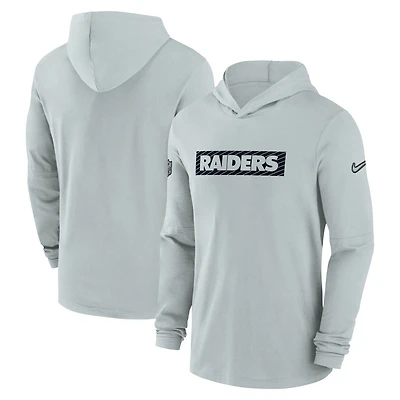 Men's Nike Gray Las Vegas Raiders 2024/25 Sideline Performance Long Sleeve Hoodie T-Shirt