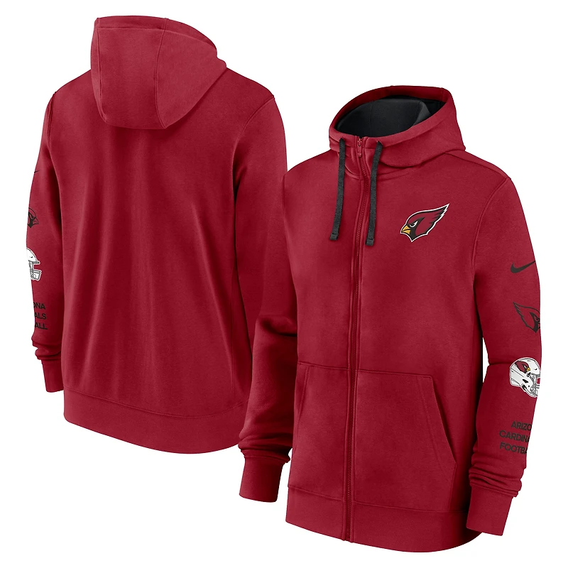 Men's Nike Cardinal Arizona Cardinals Primetime Club Full-Zip Hoodie