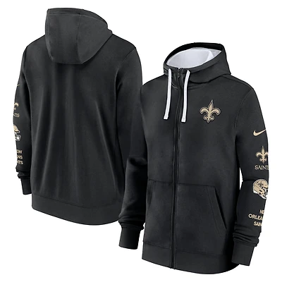 Men's Nike Black New Orleans Saints Primetime Club Full-Zip Hoodie
