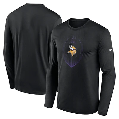 Men's Nike Black Minnesota Vikings Icon Legend Performance Long Sleeve T-Shirt