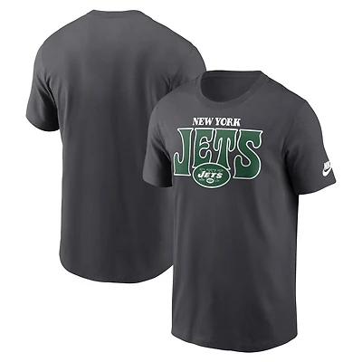 Men's Nike Charcoal New York Jets Rewind Stack Essential T-Shirt