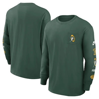 Men's Nike Green Green Bay Packers Rewind Heavy Max90 Pocket Long Sleeve T-Shirt