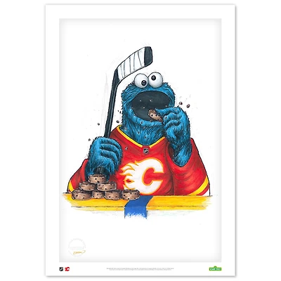 Cookie Monster Calgary Flames 14" x 20" Sesame Street Limited Edition Fine Art Print
