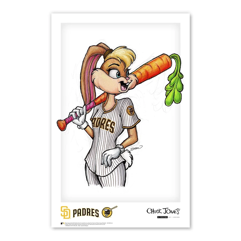 San Diego Padres 11" x 17" Lola Bunny Looney Tunes Poster Print