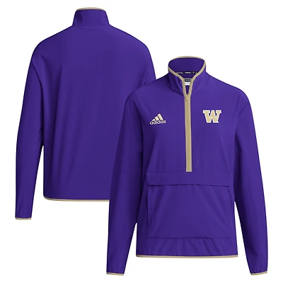 Men's adidas Purple Washington Huskies 2024 Coaches Sideline Half-Zip Jacket