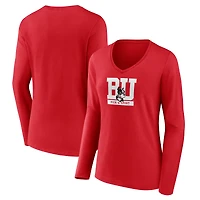 Women's Scarlet Boston University Authentic Pick-A-Sport Long Sleeve V-Neck T-Shirt