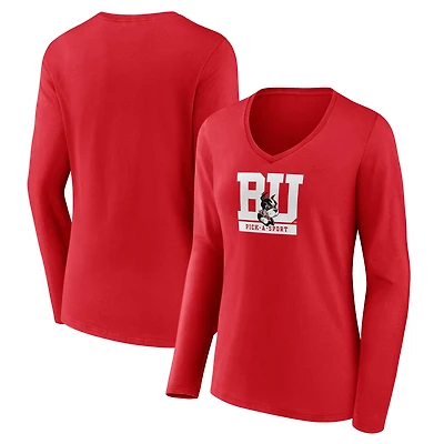 Women's Scarlet Boston University Authentic Pick-A-Sport Long Sleeve V-Neck T-Shirt