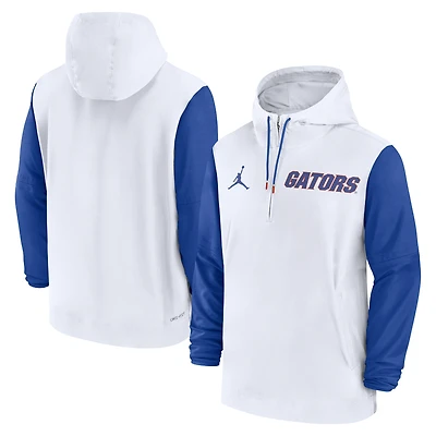 Men's Jordan Brand White Florida Gators 2024 Sideline Pregame Player Half-Zip Hoodie