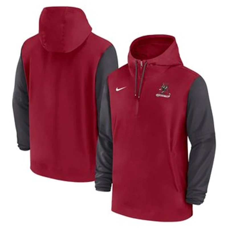 Men's Nike Crimson Alabama Crimson Tide 2024 Sideline Pregame Player Half-Zip Hoodie